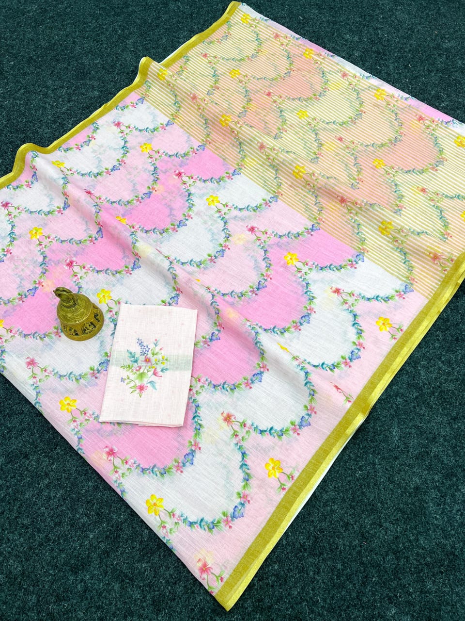 Digital print linen saree design