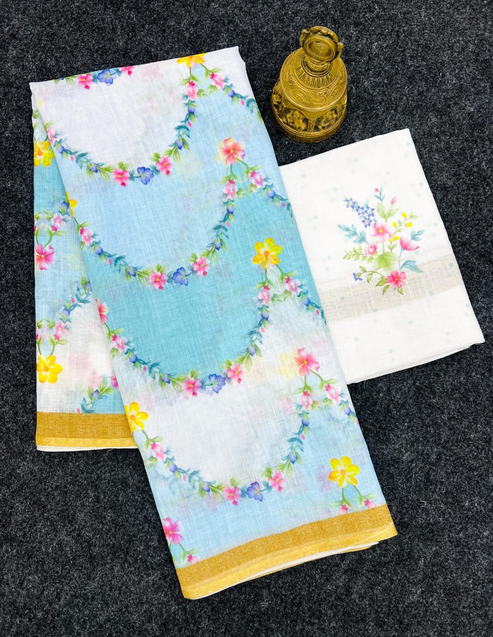 Digital print linen saree design