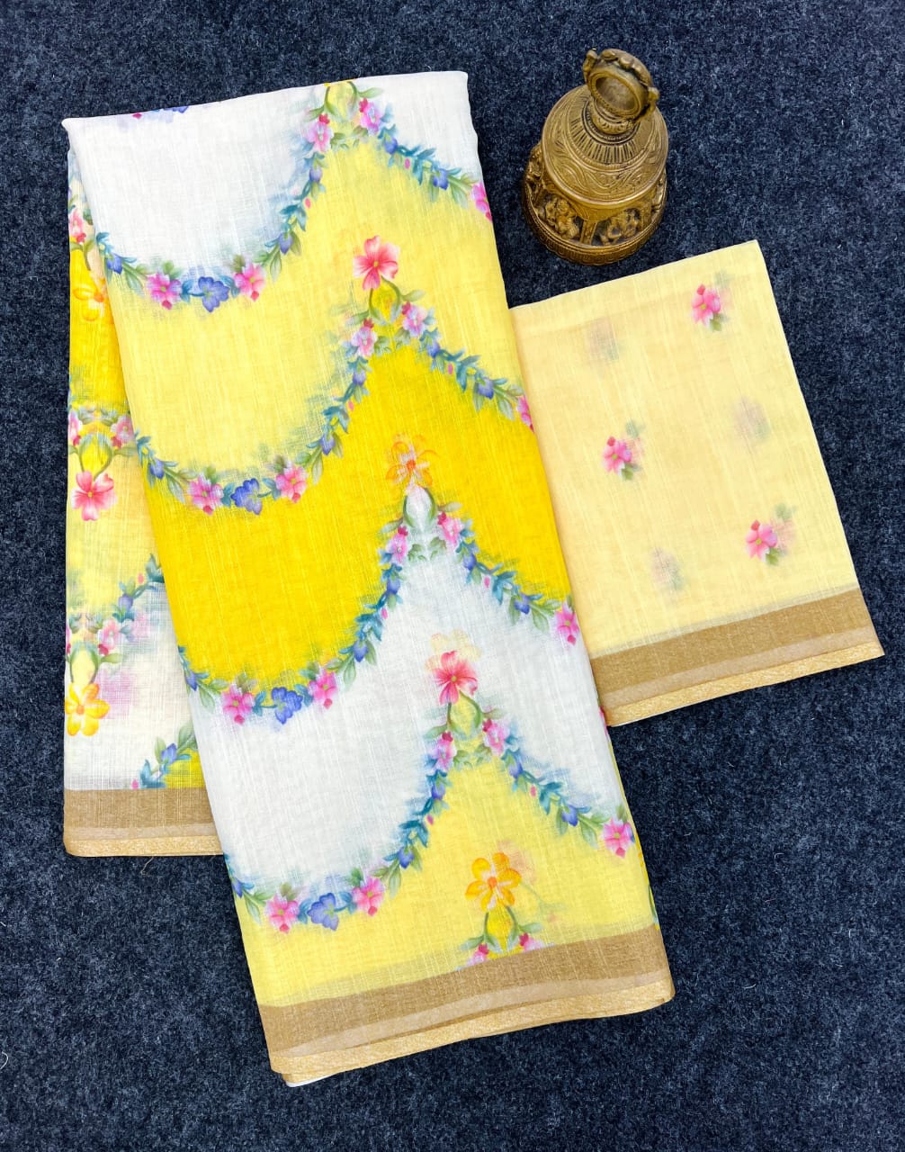 Digital print linen saree design