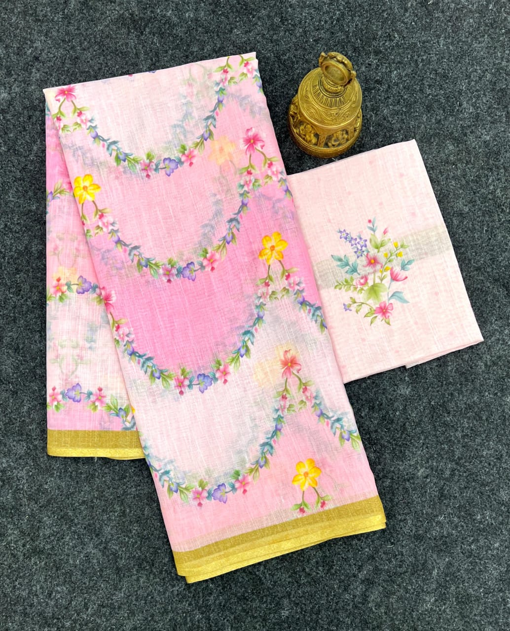 Digital print linen saree design