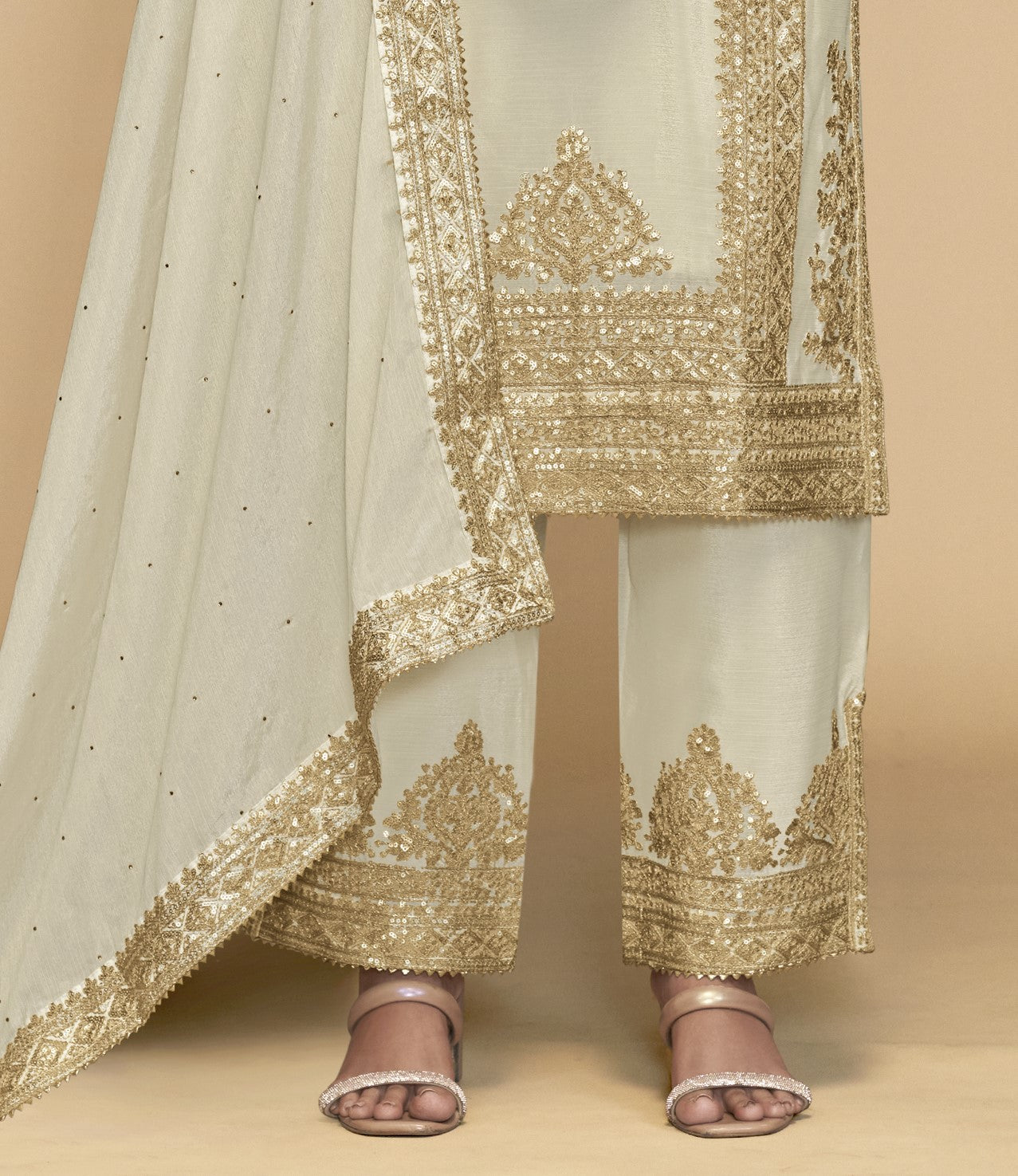 Real Chinnon Premium Stitched Suit Set for Women | Kurta, Bottom & Dupatta Included | Free Size Ethnic Wear for Festive Party Wear