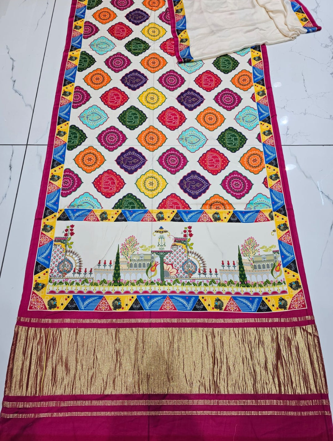 Gajji Silk Lagdi patti saree