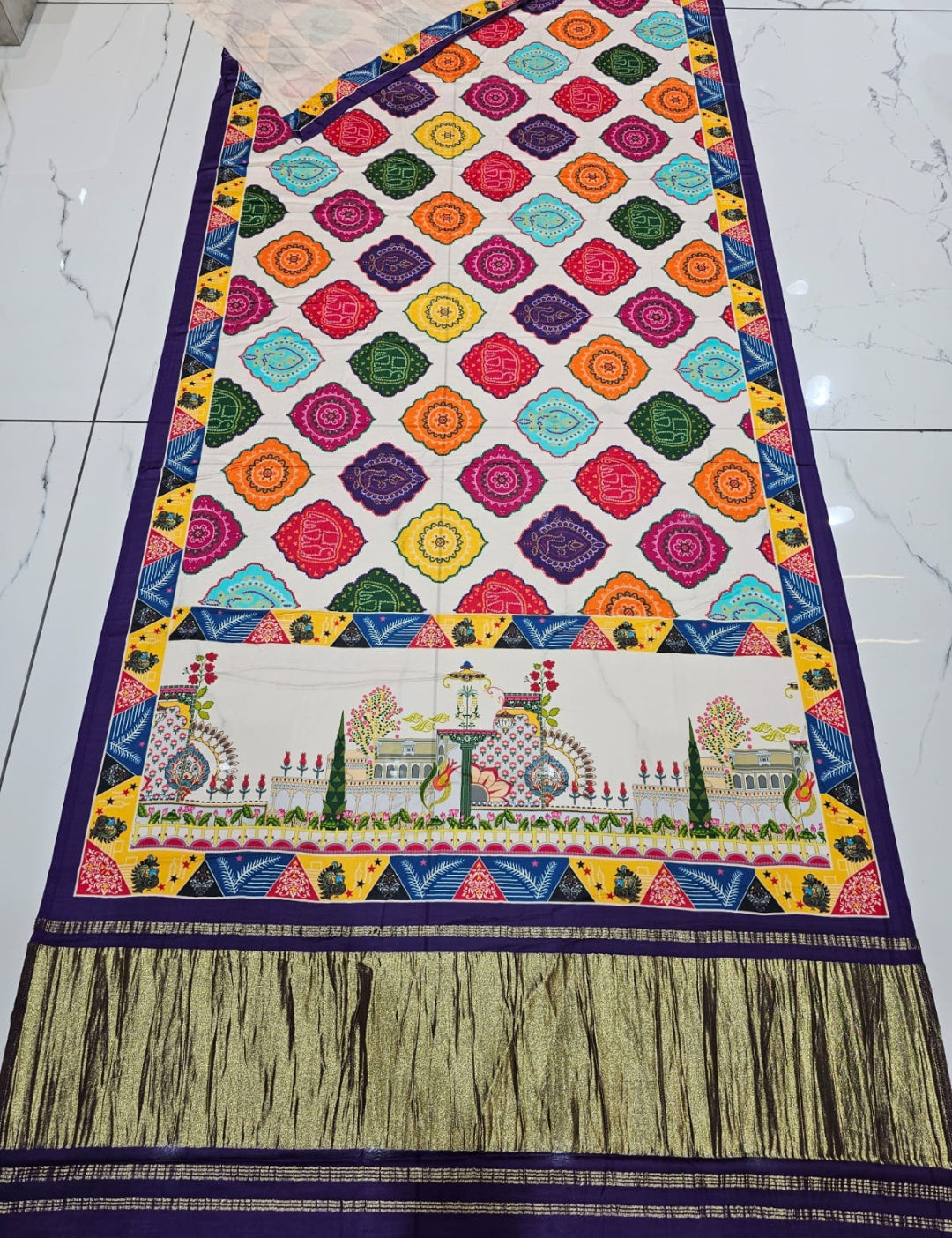 Gajji Silk Lagdi patti saree