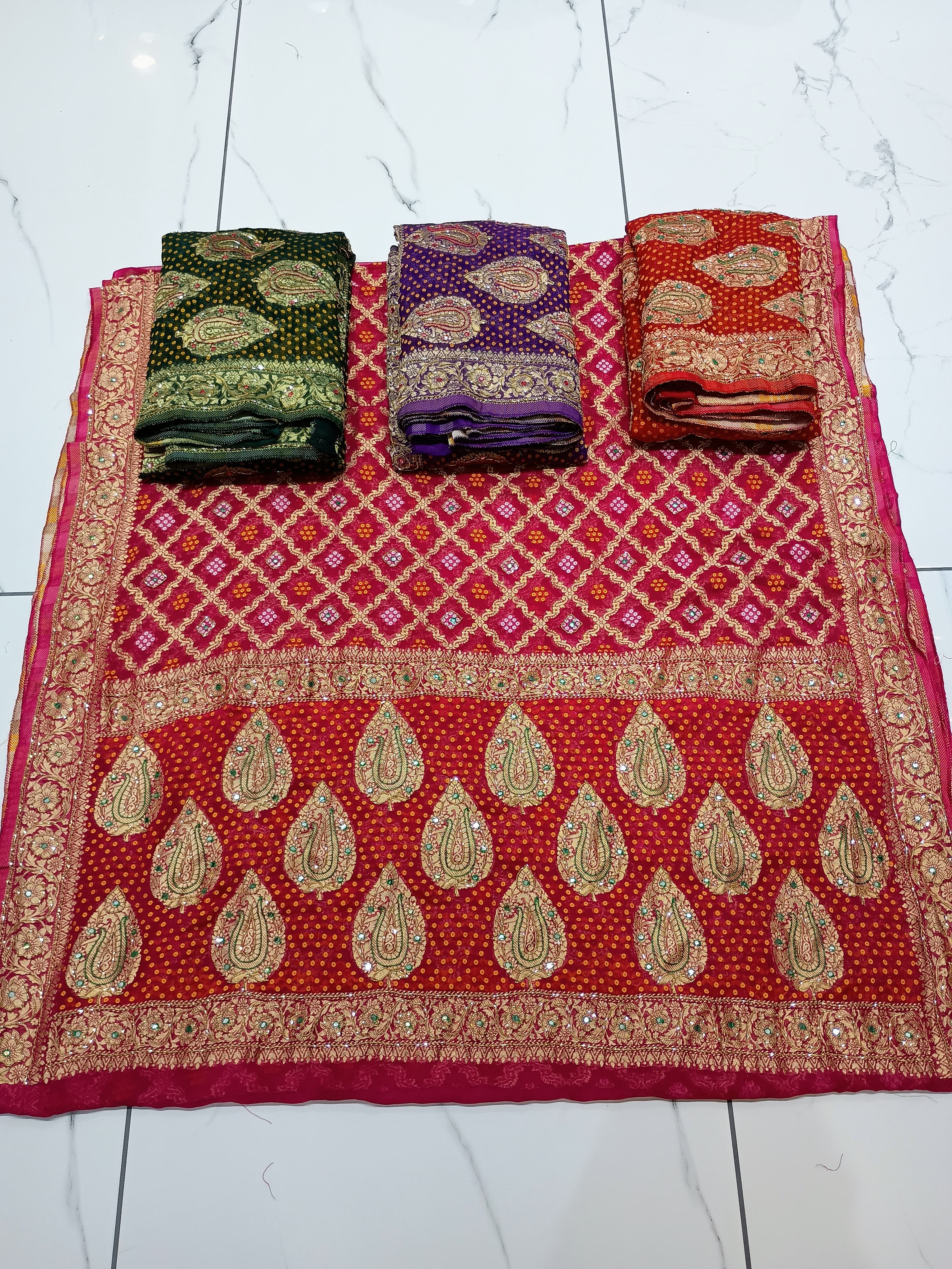 Pure georjet bandhej sarees