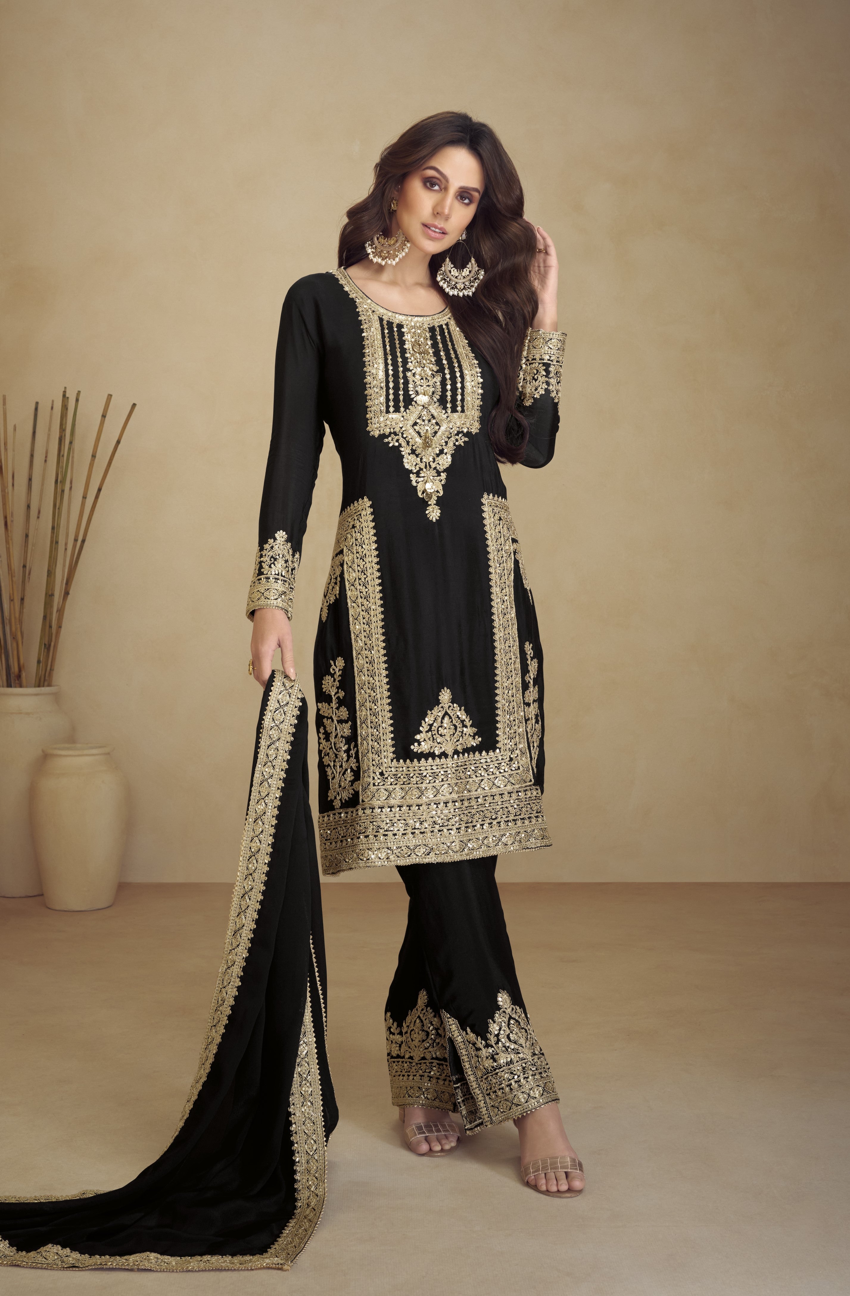 Real Chinnon Premium Stitched Suit Set for Women | Kurta, Bottom & Dupatta Included | Free Size Ethnic Wear for Festive Party Wear